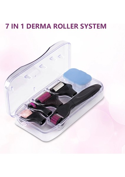 6-1 Iceroller Mor 7'si 1 Arada Drs Derma Silindiri Yeşim Sakal Yüz Silindiri Derma Rolling Sistemi Mikro Iğneleme Kiti Saç Derisi Saç Büyüme Dermaroller Masajı (Yurt Dışından) indirimleri