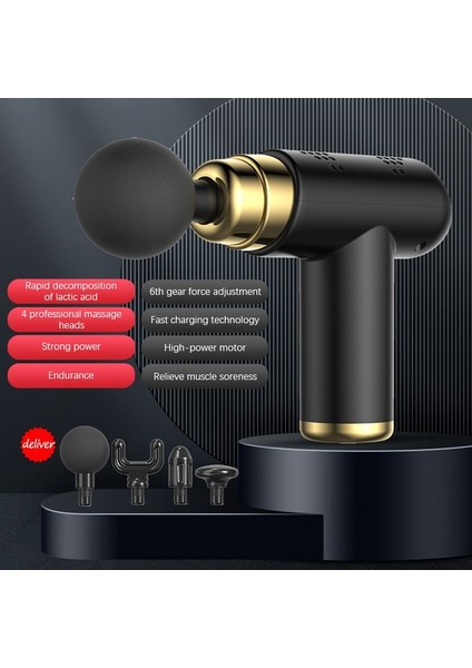 Siyah LCD Elektronik Masaj Tabancası Vücut Masaj Tabancası Derin Doku Kas Elektrikli Masaj Vücut Omurga Gevşeme Ağrısı Bel Sırt Masajı (Yurt Dışından)