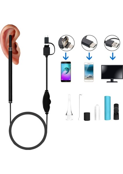 3.0mm (Tip C) Akıllı Hd Görsel Kulak Kiri Temizleme Kulak Temizleyici Kulak Sopa Endoskop Earpick Dijital Otoskop Kulak Kiri Temizleme Aracı Kamera ile (Yurt Dışından)