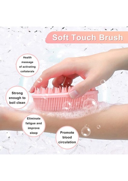 1-Mor Banyo ve Şampuan Fırçası Peeling Silikon Vücut Scrubber Nazik Spa Masaj Baş Derisi Masaj Duş Fırçası Islak ve Kuru Kullanım (Yurt Dışından)