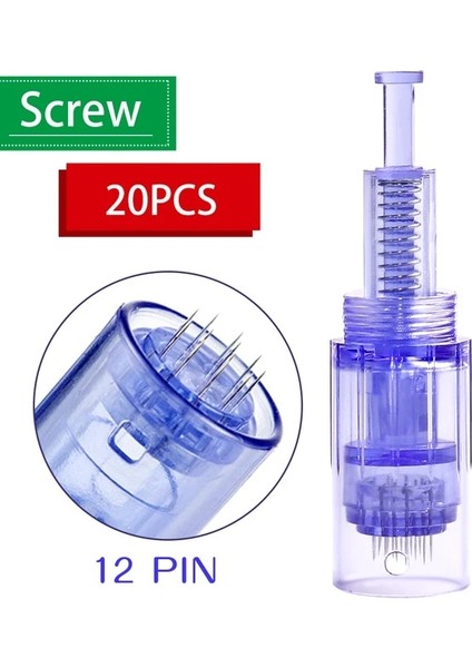 20 Adet 100/50/10 Adet Vida Bağlantı Noktası Iğne Kartuşu Derma Araçları 9/12/36/42/nano/3d/5d Kare Nano Mikro Iğne Yedek Dövme Ucu (Yurt Dışından)