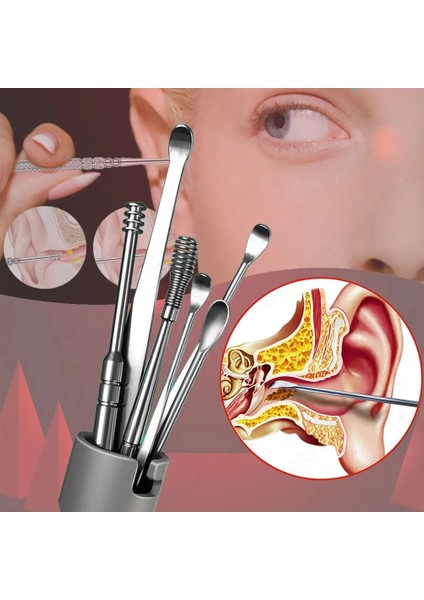 Siyah 6 Adet Kulak Temizleyici Balmumu Temizleme Temizlik Için Kulaklarınızı Temizleyin Earpick Earwax Aracı Seçim Sökücü Kişisel Sağlık Bakımı Güzellik (Yurt Dışından) fiyatları