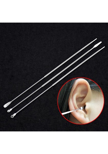 3 Adet/takım Paslanmaz Çelik Kulak Temizleme Çubuğu Balmumu Temizleyici Earpick Küret Sökücü Kulak Kiri (Yurt Dışından)