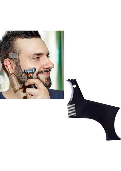 Siyah A 5 In 1 Erkek Sakal Modelleme Cetvel Şekillendirme Şekillendirici Şablon Tarak Dönebilen Erkek Güzellik Aracı Saç Kesme Bıyık Berber (Yurt Dışından)