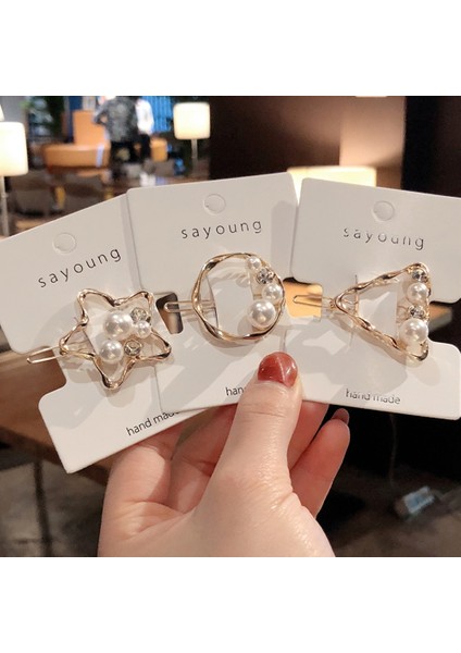Üçgen Moda Inciler Içi Boş Yıldız Aşk Kalp Metal Saç Klipleri Kristal Rhinestones Yıldız Tokalar Kadınlar Için Kore Saç Aksesuarları (Yurt Dışından) modelleri