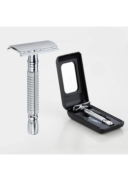 Tip 1 Çift Kenarlı Jilet Islak Tıraş Erkekler Kadınlar Için Klasik Paslanmaz Seyahat Metal Çelik Saplı Güvenlik Çift Kenarlı Tıraş Makinesi Yüz Jilet (Yurt Dışından) indirimleri