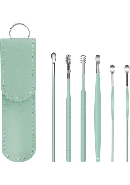 C-Yeşil Kaşık 6 Adet Paslanmaz Çelik Kulak Kiri Temizleme Aracı Kulak Temizleme Çubuğu Çubukları Curette Kaşık Yetişkin Çocuk Kulak Temizleme Gadget Kiti Kişisel Sağlık (Yurt Dışından)