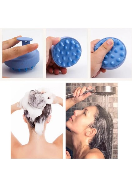 Mavi Silikon Şampuan Fırça Kafası Saç Derisi Masaj Tarak Saç Yıkama Tarağı Vücut Masaj Fırçası Banyo Duş Fırçası Salon Kuaförlük Aracı (Yurt Dışından) modelleri