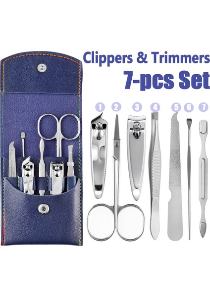 Blue-7pcs 7 Adet Manikür Kesiciler Tırnak Makası Seti Ev Paslanmaz Çelik Kulak Kaşık Tırnak Makası Pedikür Tırnak Makası Araçları Vücut Bakımı (Yurt Dışından) modelleri