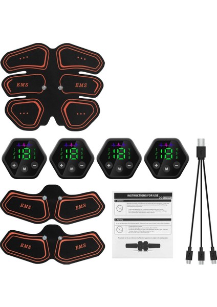 Seçenek 1 Kas Yama Elektrik Stimülatörü Ems Karın Kalça Eklemi Çalıştırıcı LCD Ekran Toner USB Karın Kası Fitness Eğitmeni (Yurt Dışından) modelleri
