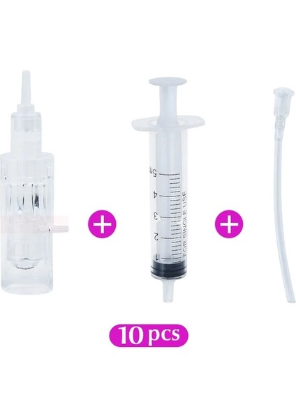 Nano 3D Derma Kalemi Mym Kartuşu 10 Adet ve Şırınga Tüpü 10 Adet Otomatik Serum Iğnesiz Vida Uçları 2'si 1 Arada Meso Kalem F8S Için Çalışır (Yurt Dışından)