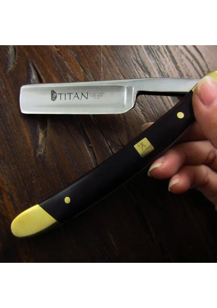 RA0020 Titan Ahşap Saplı Erkek Tıraş Araçları Saç Jilet Paslanmaz Çelik Düz Jilet (Yurt Dışından) modelleri