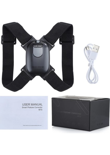 Siyah Akıllı Duruş Düzeltici Kayış Ayarlanabilir Duruş Düzeltici Geri Bel Desteği Omurga Brace Kemer Postural Trainer Şarj Edilebilir (Yurt Dışından) modelleri