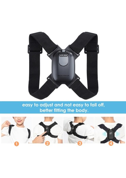 Siyah Akıllı Duruş Düzeltici Kayış Ayarlanabilir Duruş Düzeltici Geri Bel Desteği Omurga Brace Kemer Postural Trainer Şarj Edilebilir (Yurt Dışından) indirimleri