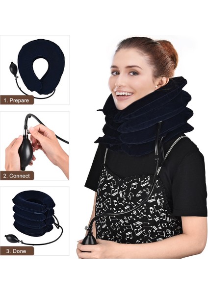 3 Katman B Gül Kırmızı Boyun Masajı 3/4 Katmanlı Şişirilebilir Hava Servikal Boyun Çekiş Desteği Painstres Giderici Boyunluk Yastık Boyun Germe Desteği (Yurt Dışından) fırsatları