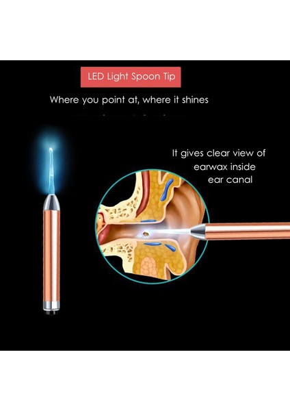 Mavi Uzun Tip Tıbbi Cep Ev Penlight Torch LED El Feneri Oftalmoskop Otoskop Aracı Görsel Kulak Kiri Kaşık Earpick Temizleme Endoskop (Yurt Dışından)