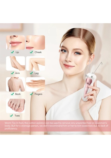 Pembe Ckeyin Pamuk Ipliği Epilatör Kadınlar Için USB Şarj Edilebilir Kadın Vücut Bacak Yüz Elektrikli Epilatör Mini Saç Çıkarıcı Bayanlar Için (Yurt Dışından) indirimleri