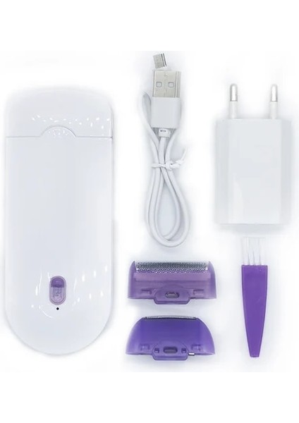 Ab Tak Profesyonel Ağrısız Epilasyon Kiti Lazer Dokunmatik Epilatör USB Şarj Edilebilir Kadın Vücut Yüz Bacak Bikini El Tıraş Makinesi Saç Çıkarıcı (Yurt Dışından)