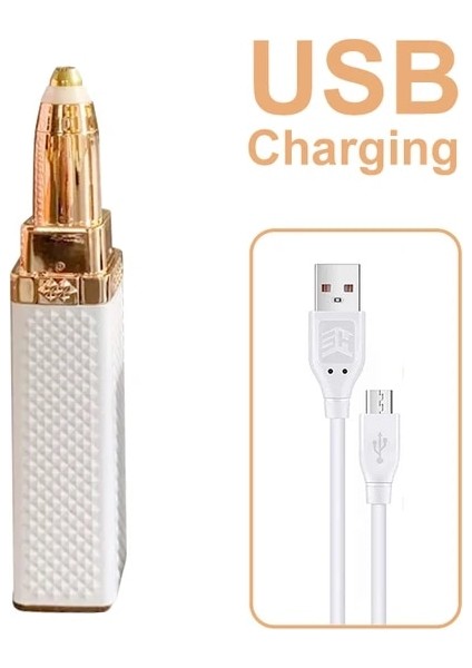 Beyaz USB Kadın Elektrikli Epilatör 2 In 1 USB Şarj Saç Çıkarıcı Bikini Ağrısız Tıraş Makinesi Taşınabilir Bayan Yüz Göz Kaş Kaldırma Düzeltici (Yurt Dışından)