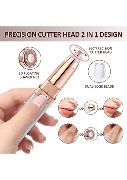 Beyaz USB Kadın Elektrikli Epilatör 2 In 1 USB Şarj Saç Çıkarıcı Bikini Ağrısız Tıraş Makinesi Taşınabilir Bayan Yüz Göz Kaş Kaldırma Düzeltici (Yurt Dışından)