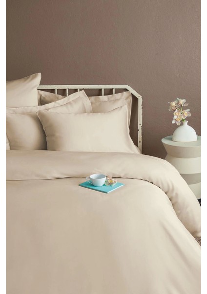İssimo Home Simply Orchid Beige Pamuk Saten Fitted Set 100*200/50*70