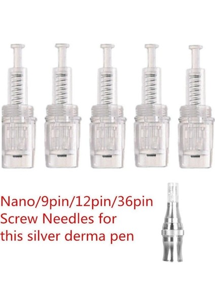 10 Adet 9pin 10 Adet Vida Kartuş Mikro Iğneler Derma Damgası 9/12/24/36/42/nano Ipuçları Elektrikli Dr. Kalem Yedek Cilt Aracı (Yurt Dışından)