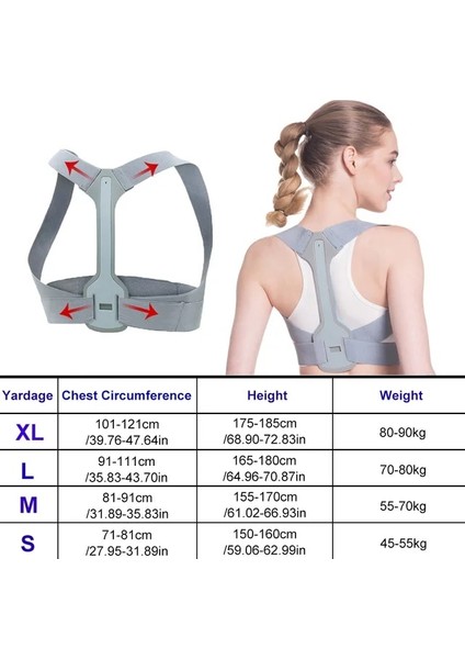 Gri L Geri Duruş Düzeltici Klavikula Lomber Omurga Düz Kayış Omuz Desteği Brace Korse Kemik Ağrısı Giderici Kemer Vücut Sağlık (Yurt Dışından) fiyatları