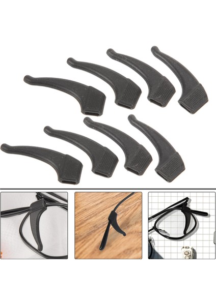 Siyah 8 Adet Kaymaz Earmuffs Gözlük Taşınabilir Gözlük Tutucular Okuma Kancaları Silikon Kaymaz Sapları Kaymaz Tutucular (Yurt Dışından) indirimleri