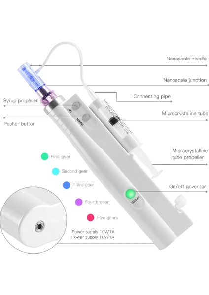12 Adet 36PIN Hydra Enjektör Cilt Bakım Kalemi Kablosuz Su Mezoterapi Microneedle Mesogun Enjeksiyon Asit Dermapen Nano Iğneler ile Cilt Bakım Kitleri (Yurt Dışından)