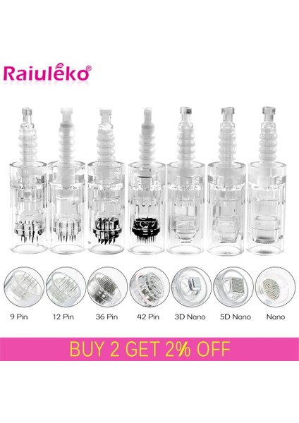 20 Adet Süngü Nano 100/50/20/10 Adet Süngü Iğne Kartuşu Ultima A6 NANO/9PIN/12PIN/36PIN/42PIN/3D/5D Mikro Iğne Yedek Derma Dövme (Yurt Dışından)
