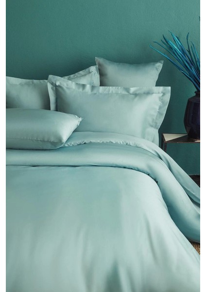 Simply Sky Blue Pamuk Saten Fitted Set 180*200/50*70