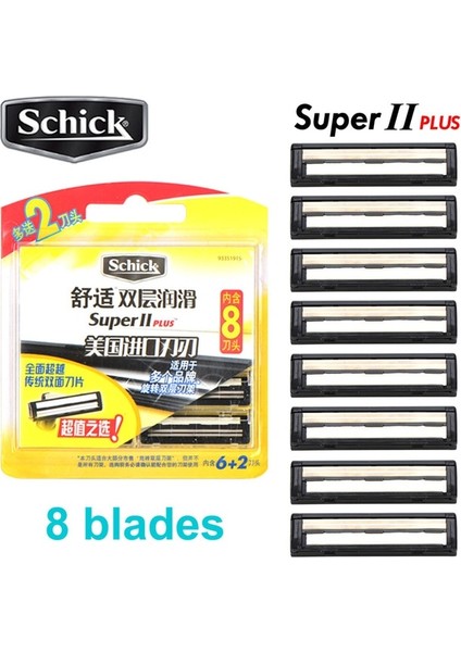 8 Bıçak 8 Bıçak Orijinal Orijinal Schick Super Iı Plus Yüz Tıraş Bıçağı Çift Yağlama Vitamin Man Yağlama Tıraş Makinesi Değiştirme (Yurt Dışından) fiyatları