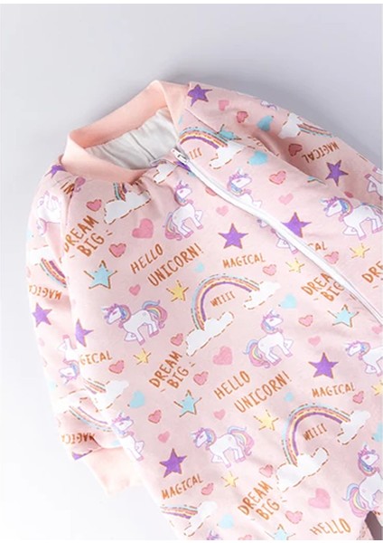 Elyaf Dolgulu 2.5 Tog Pembe Unicorn Desen Çocuk Uyku Tulumu modelleri