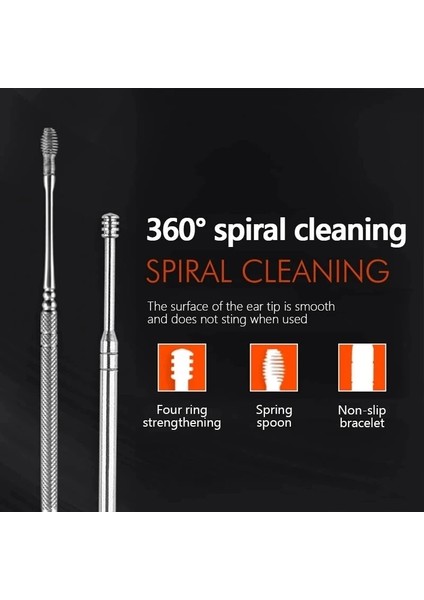 Yeşil 6 Adet/takım Kulak Kiri Toplayıcı Paslanmaz Çelik Kulak Tıkacı Balmumu Sökücü Piercing Kiti Kulak Kirini Küret Kaşık Bakımı Kulak Temizleme Aracı Kulak Temizleyici (Yurt Dışından)