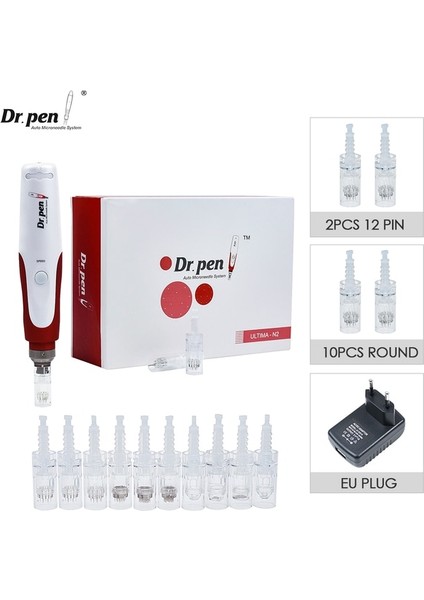 N2-C Eu-Nano Dr Pen Ultima N2, 12 Adet Iğne Kartuşları ile Çok Fonksiyonlu Tel Elektrikli Derma Kalemi Mikro Iğneler Nano Dövme Makinesi (Yurt Dışından)