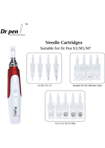 N2-C Eu-Nano Dr Pen Ultima N2, 12 Adet Iğne Kartuşları ile Çok Fonksiyonlu Tel Elektrikli Derma Kalemi Mikro Iğneler Nano Dövme Makinesi (Yurt Dışından)
