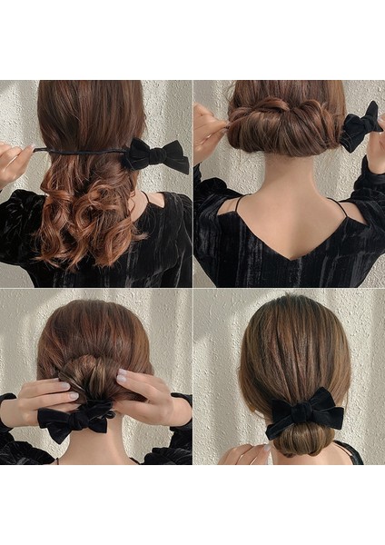 Siyah Sihirli Yay Klip Bun Bigudi Braider Saç Büküm Zarif Fransız Tarzı Yapımcısı Aracı Dount Büküm Saç Aksesuarları Şekillendirici Moda (Yurt Dışından) fiyatları