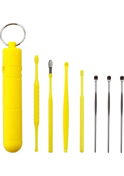 Yellow-7pcs 6 Parçalı Set Paslanmaz Çelik Kulak Kiri Toplayıcı Spiral Dönüşlü Kulak Temizleme Çubuğu Kulak Temizleme Çubuğu Kulağı Temizlemek Için Taşınabilir Kulak Temizleme Aracı (Yurt Dışından)