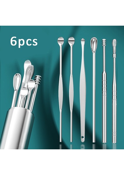 Yellow-7pcs 6 Parçalı Set Paslanmaz Çelik Kulak Kiri Toplayıcı Spiral Dönüşlü Kulak Temizleme Çubuğu Kulak Temizleme Çubuğu Kulağı Temizlemek Için Taşınabilir Kulak Temizleme Aracı (Yurt Dışından)