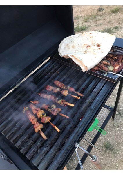 40x70 Demir Kapaklı Barbekü Yazlık Tipi Mangal Oluklu Izgara