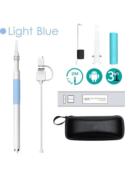Açık Mavi 1.3mp Wifi Tıbbi USB 720P Hd Görsel Kulak Endoskop Otoskop Kaşık Kamera Borescope Android Pc Ios Tablet Iphone Kulak Seçici Aracı (Yurt Dışından) fiyatları