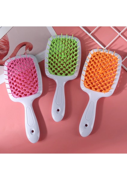 C Geniş Diş Hava Yastığı Tarak Islak Kuru Saç Dolaşık Açıcı Saç Derisi Masaj Fırçası Kuaförlük Kadın Şeffaf Asılı Delik Kolu Tarak (Yurt Dışından) fırsatları