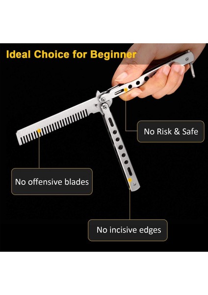 3D Açık Mavi Katlanabilir Tarak Paslanmaz Çelik Uygulama Eğitimi Kelebek Bıçak Tarak Sakal Bıyık Fırçası Salon Kuaförlük Şekillendirici Aracı (Yurt Dışından) indirimleri