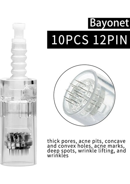 10 Adet Süngü 12PIN 10 Adet Vida Kartuş Mikro Iğneler Süngü Kartuş Mikro Iğneleme Derma Kalem Elektrikli Dr.imp Kalem 9/12/24/36/42/nano Iğne (Yurt Dışından)