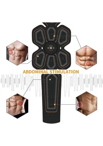 Siyah Abs Stimülatörü Kas Güçlendirici Şarj Edilebilir Ems Basın Eğitmeni Karın Elektrostimülasyon Fitness Ev Egzersiz Kas Sıkılaştırma Kemeri (Yurt Dışından)