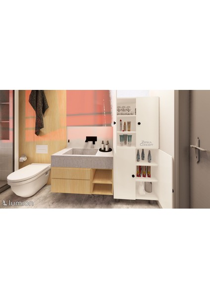 Firan Mdf 6 Raflı Çok Amaçlı Mutfak Banyo Ayakkabılık Dolabı 70CM