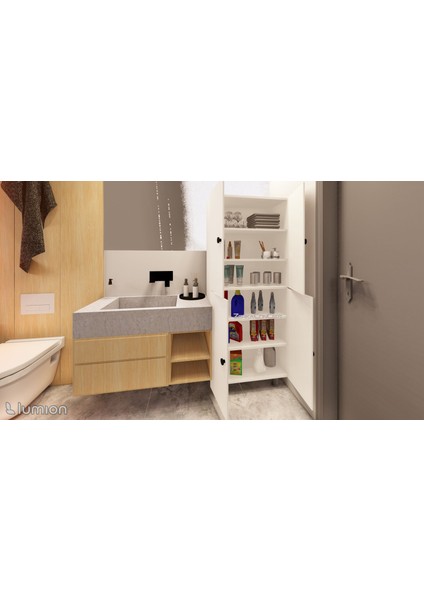 Firan Mdf 6 Raflı Çok Amaçlı Mutfak Banyo Ayakkabılık Dolabı 70CM