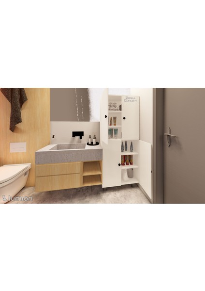 Firan Mdf 6 Raflı Çok Amaçlı Mutfak Banyo Ayakkabılık Dolabı 70CM