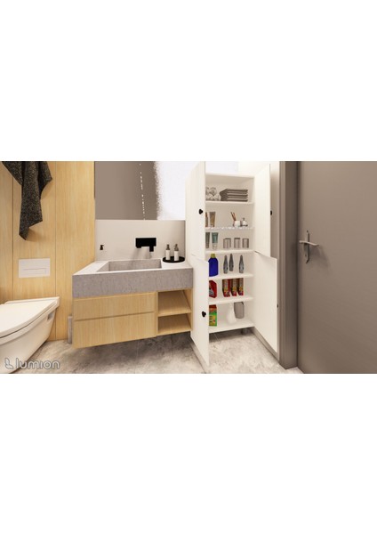 Firan Mdf 6 Raflı Çok Amaçlı Mutfak Banyo Ayakkabılık Dolabı 70CM