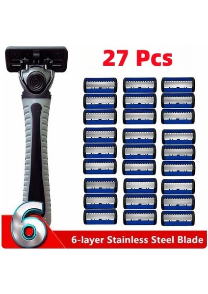 1 Kafa 27 Bıçak 48 Adet Süper Klasik 6 Kenar Güvenlikli Tıraş Makinesi Erkek Tıraş ve Kadın Epilasyon Için Kolay Keskin Tıraş Bıçakları Manuel Tıraş Makinesi (Yurt Dışından) fiyatları